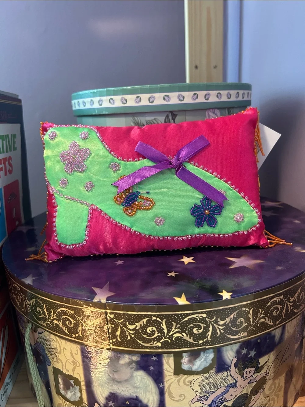 Y2K Satin Decorative Pillow Trio - Pink, Blue & Purple Shoe Design